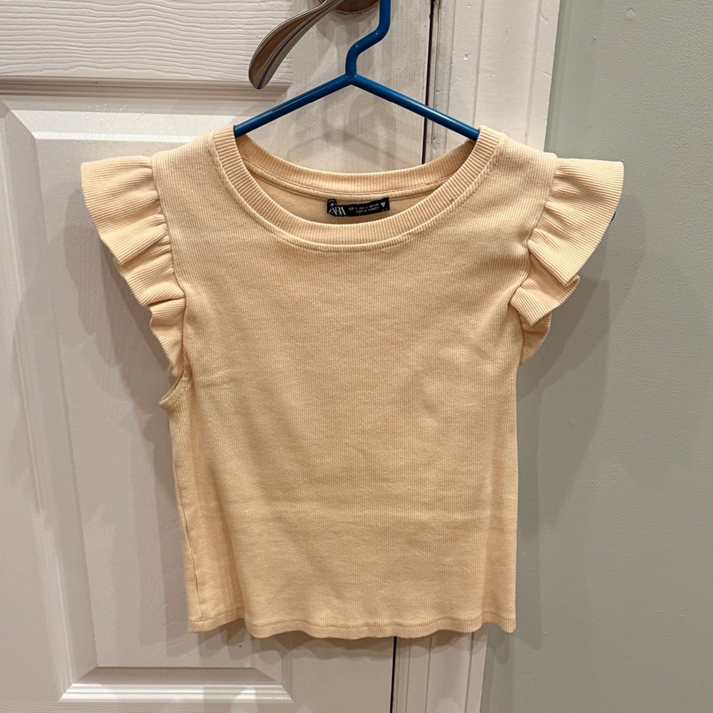 Cream Ruffle Sleeve Top